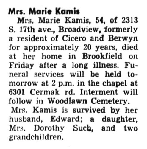 Kamis, Marie obit 7-29-1956 Berwyn Life